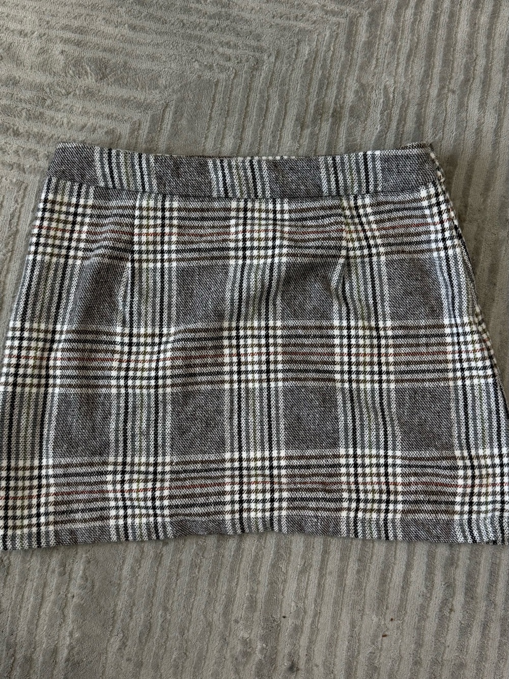 Plaid Mini Skirt in Brown and Cream